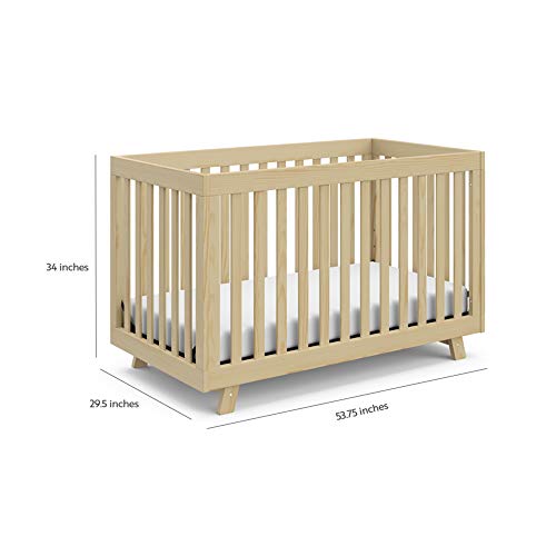 Stork Craft Storkcraft Beckett 3-in-1 Convertible Crib Fixed Side Crib, Solid Pine & Wood Product Construction, Converts to Toddler Bed Day Bed or Full Bed (Mattress Not Included), Natural