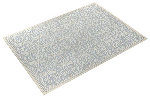 Safavieh Cambridge Collection CAM123A Handmade Moroccan Wool Area Rug, 10' x 14', Light Blue/Ivory