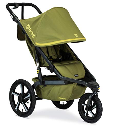 BOB Gear Alterrain Pro Jogging Stroller - One-Hand Fold - Smoothshox + Airfilled Tires - up to 75lb Child, Olive