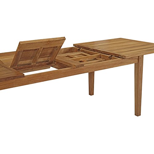 Modway EEI-2714-NAT Marina Premium Grade A Teak Wood Outdoor Patio Extendable, Dining Table, Natural