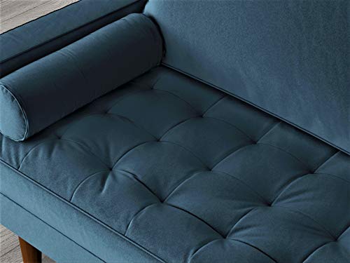 Container Furniture Direct S5456 Mid Century Modern Velvet Upholstered Tufted Living Room Loveseat, 50.39", Prussian Blue