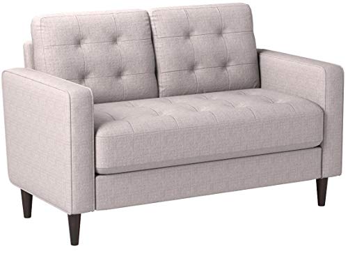 Zinus Benton Mid-Century Upholstered 52.8 Inch Sofa Couch / Loveseat, Stone Grey Weave