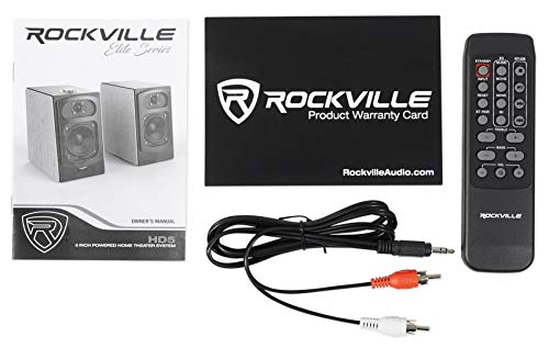 (2) Rockville HD5B 5" 150w RMS Powered Bluetooth Bookshelf Home Theater Speakers