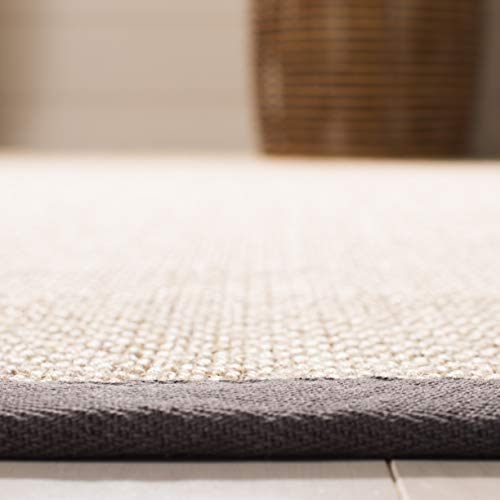 Safavieh Natural Fiber Collection NF143D Border Sisal Runner, 2'6" x 16' , Marble / Dark Grey