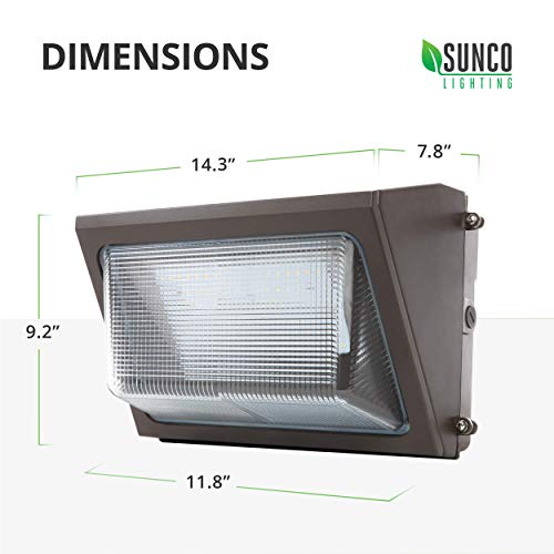 Sunco Lighting 80W LED Wall Pack, Daylight 5000K, 7600 LM, HID Replacement, IP65, 120-277V, Bright Consistent Commercial Outdoor Security Lighting - ETL, DLC Listed (6 Pack)