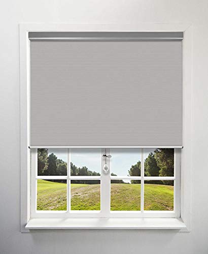 Springblinds 100% Blackout Roller Shade, 66" Wx72 H Dark Grey, Slow Rise Spring Cordless System Child Safety Polyester Blind, Custom Size, Aluminum Valance Shades Made in USA
