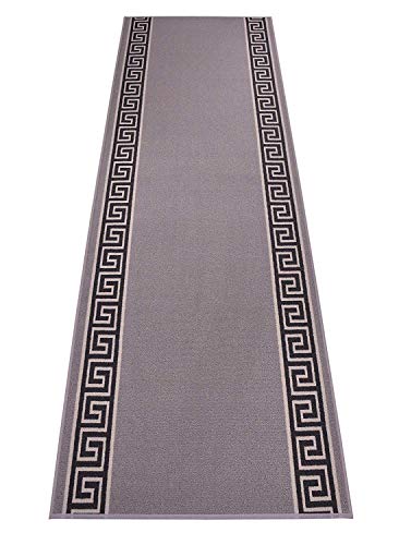 RugStylesOnline Custom Runner Meander Roll Runner 26 Inch Wide x Your Length Size Choice Slip Skid Resistant Rubber Back 5 Color Options (Grey, 40 ft x 26 in)