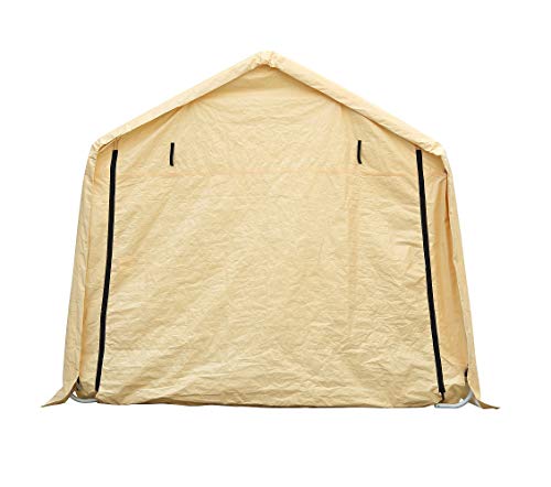 10'x 17' Portable Carport Car Garages Shelters Heavy Duty, 8 Steel Legs, Beige, Waterproof, Anti-Exposure