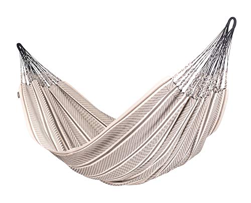 LA SIESTA Flora Zebra - Organic Cotton Kingsize Family Classic Hammock with CasaMount Black Multipurpose Suspension