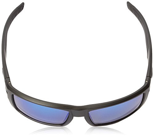 Costa Del Mar Men's Rafael Rectangular Sunglasses, Blackout/Blue Mirrored Polarized-580G, 59 mm