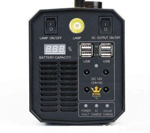 Kyng 500W Portable Power Station Solar Generator Lithium Battery 110V/500W Pure Sine Wave AC-DC-Solar Charge, USB, LED Light, 12V Car, Emergency Power, Camping 288wh