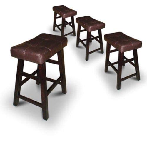 Legacy Decor 4 24" or 29" Dark Espresso Wood Bar Stools with Bonded Faux Leather Seat (29" High)