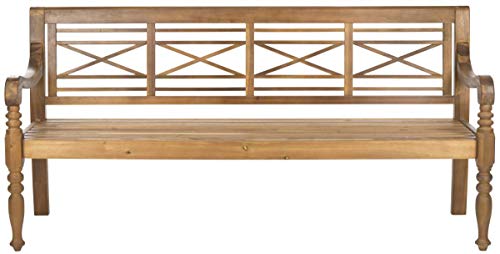 Safavieh Patio Collection Martin Adirondack Acacia Wood Bench, Natural