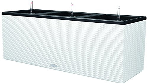 Lechuza 15000 Trio Cottage 30 Self-Watering Garden Planter for Indoor and Outdoor Use, White Wicker