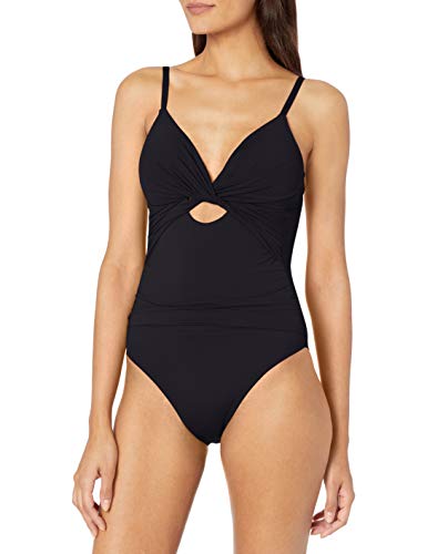 La Blanca Women's Standard Island Goddess Twist Front Keyhole One Piece Swimsuit, Black, 12