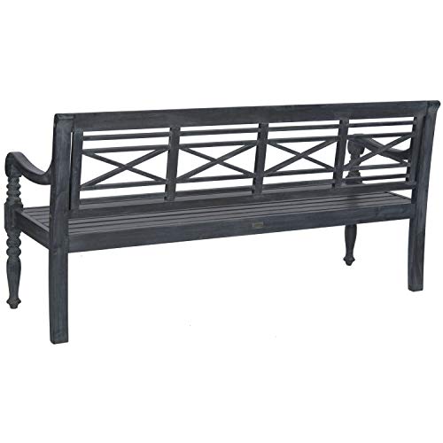 Safavieh Patio Collection Martin Adirondack Acacia Wood Bench, Ash Grey