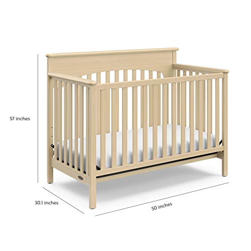 Graco Lauren 4in1 Convertible Crib, Whitewash, Easily Converts to Toddler Bed/Full Bed