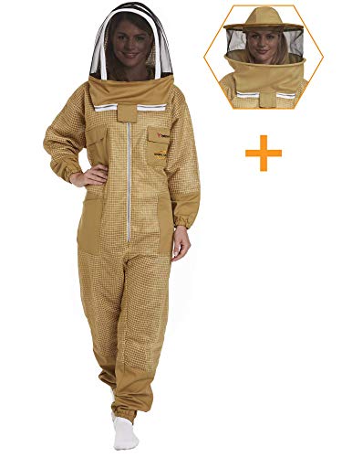 NATURAL APIARY - Zephyros Protect - Ventilated Beekeeping Suit – Total Protection for Professionals and Beginners - X Large - Khaki