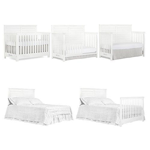 Evolur Belmar Flat 5 in 1 Convertible Crib, Weathered White