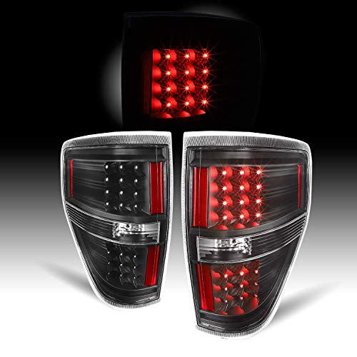 For Black 09-14 Ford F-150 Styleside Pickup Truck Rear LED Tail Lights Brake Lamps Replacement Pair