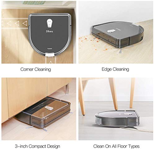 Dibea Upgraded Robotic Vacuum and Mop Cleaner, Strong Suction Self-Charging Robot Vacuum Cleaner for Pet Hair, Carpet & Hard Floor