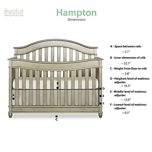 Evolur Hampton/ Parkland 5 in 1 LifeStyle Convertible Crib