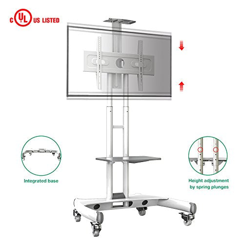 NB North Bayou Mobile TV Cart TV Stand with Wheels for 32 to 65 Inch LCD LED OLED Plasma Flat Panel Screens up to 100lbs AVA1500-60-1P (White)