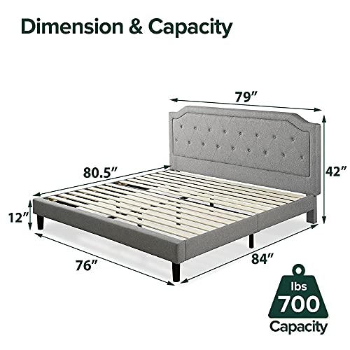 ZINUS Kellen Upholstered Scalloped Platform Bed Frame / Mattress Foundation / Wood Slat Support / No Box Spring Needed / Easy Assembly, King