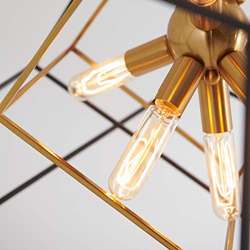 Artika Imperium Industrial Design 9-Light Chandelier 25W, Aged Brass Finish with Black Accents