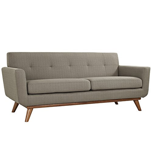 Modway Engage Mid-Century Modern Upholstered Fabric Loveseat In Granite