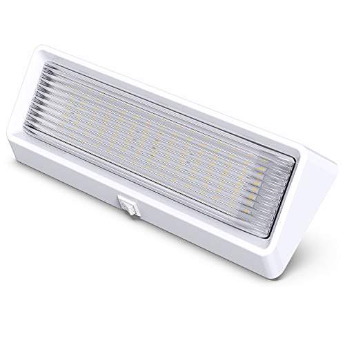 Leisure LED RV Exterior Porch Utility Light with Switch XL 12v 650 Lumen Lighting Fixture. Replacement Lighting for RVs, Trailers, Campers, 5th Wheels White Base Clear Lens (White, 1-Pack)