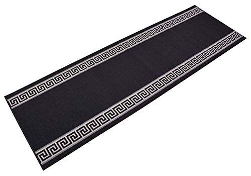 RugStylesOnline Custom Runner Meander Roll Runner 26 Inch Wide x Your Length Size Choice Slip Skid Resistant Rubber Back 5 Color Options (Black, 31 ft x 26 in)