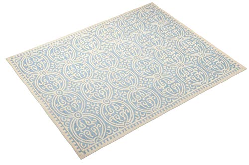 Safavieh Cambridge Collection CAM123A Handmade Moroccan Wool Area Rug, 8' x 10', Light Blue/Ivory