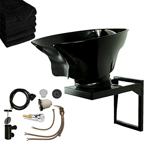 LCL Beauty Wall Mount Salon & Spa Shampoo Bowl (Black Ceramic)