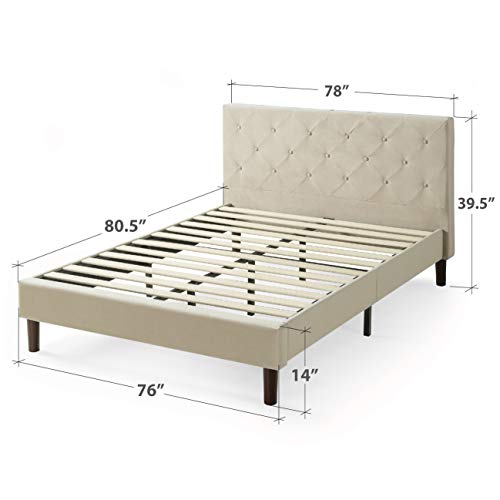 ZINUS Shalini Upholstered Platform Bed Frame / Mattress Foundation / Wood Slat Support / No Box Spring Needed / Easy Assembly, Beige, King