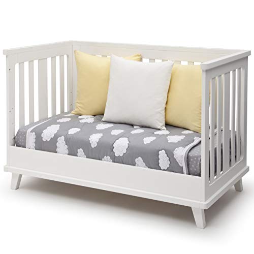 Delta Children Ava 3-in-1 Convertible Crib, White/Black Espresso with Twinkle Stars Crib & Toddler Mattress