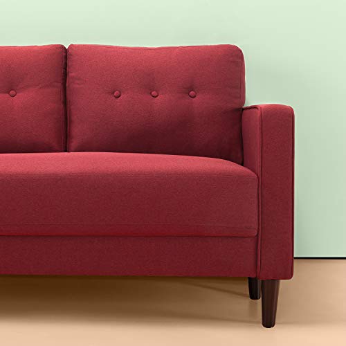 Zinus Mikhail Mid-Century Upholstered 52.8 Inch Sofa Couch / Loveseat, Ruby Red Weave