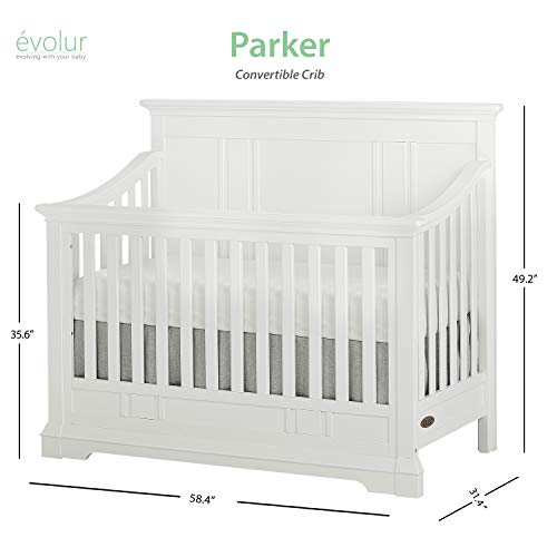 Evolur Parker 5 in 1 Convertible Crib in 2 Tone, White and Dove Grey