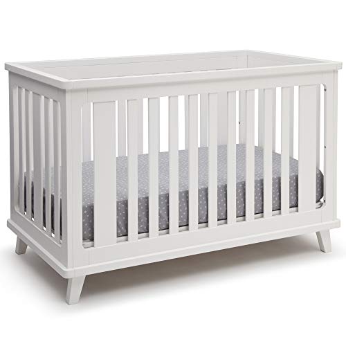 Delta Children Ava 3-in-1 Convertible Crib, White/Black Espresso with Twinkle Stars Crib & Toddler Mattress