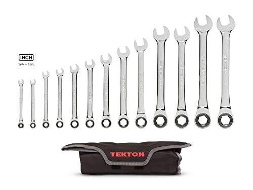 TEKTON Ratcheting Combination Wrench Set, 13-Piece (1/4-1 in.) - Pouch | WRN53091