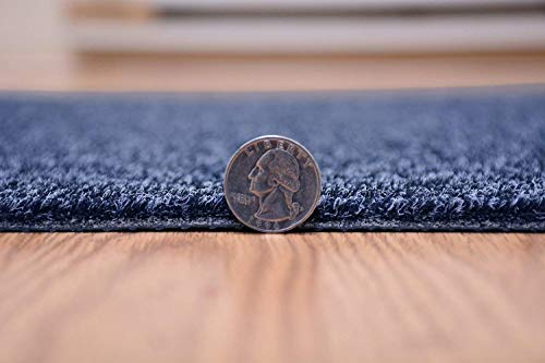 Tough Collection Custom Size Roll Runner Blue 27 in or 36 in Wide x Your Length Choice Slip Resistant Rubber Back Area Rugs and Runners (Blue, 36 in x 12 ft)