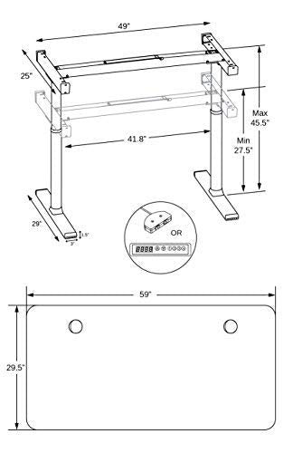 ApexDesk Vortex Series 60" 2-Button Electric Height Adjustable Sit to Stand Desk, Black Top Controller