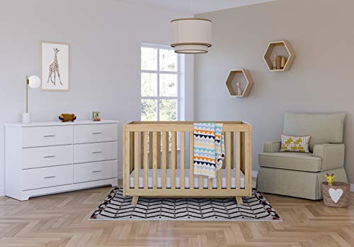 Stork Craft Storkcraft Beckett 3-in-1 Convertible Crib Fixed Side Crib, Solid Pine & Wood Product Construction, Converts to Toddler Bed Day Bed or Full Bed (Mattress Not Included), Natural