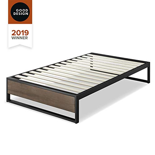 ZINUS GOOD DESIGN Award Winner Suzanne 14 Inch Metal and Wood Platforma Bed Frame / No Box Spring Needed / Wood Slat Support, Grey Wash, Twin