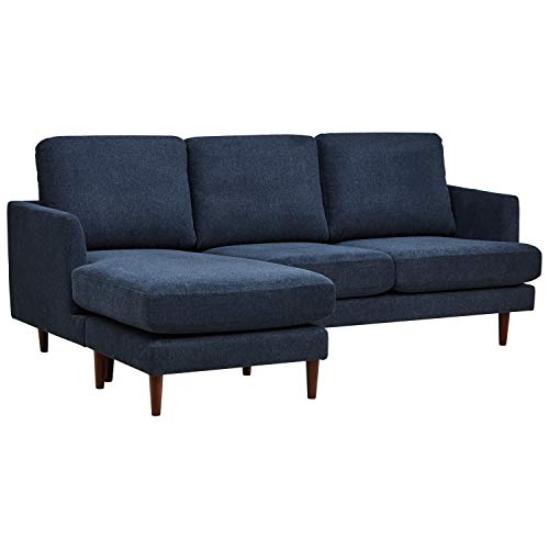 Rivet Goodwin Modern Sectional Sofa, 88.6"W, Navy Blue