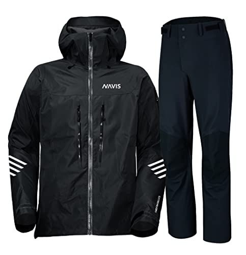 Ladies Sailing Jacket with Bib Pants Women Waterproof Breathable Rain Suit Fishing Foul Weather Gear (Black, Large)