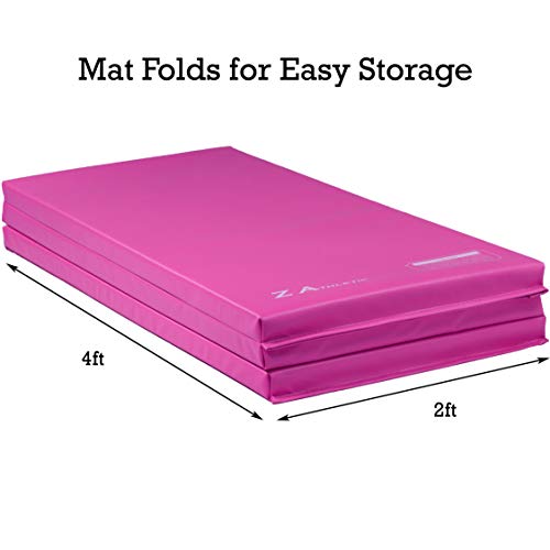Z ATHLETIC Kip Bar, Gym Mat and Attachable Beam for Gymnastics (4ft x 6ft x 2in, Pink)