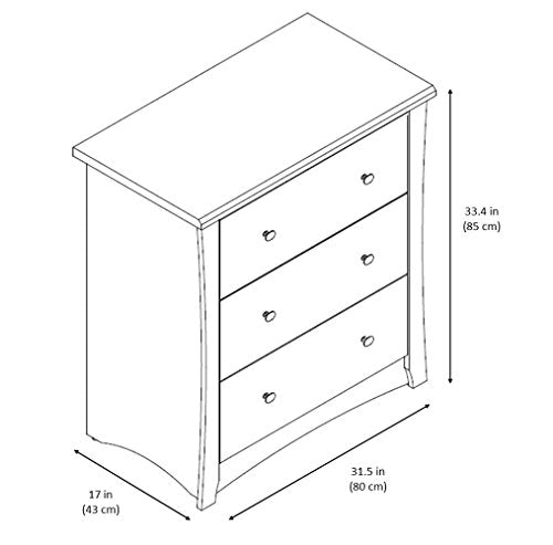 Storkcraft Crescent 3 Drawer Chest, Kids Bedroom Dresser with 3 Drawers, Wood & Composite Construction, Ideal for Nursery, Toddlers Room, Kids Room, Espresso