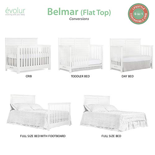 Evolur Belmar Flat 5 in 1 Convertible Crib, Weathered White