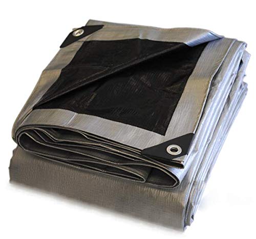 100x100 Heavy Duty Silver/Black Poly Tarp - 14x14 Weave - Special U.V. Coating - 24" Grommets
